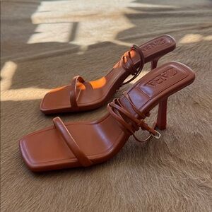 Zara Women's Orange Strappy Sandals - NWOT